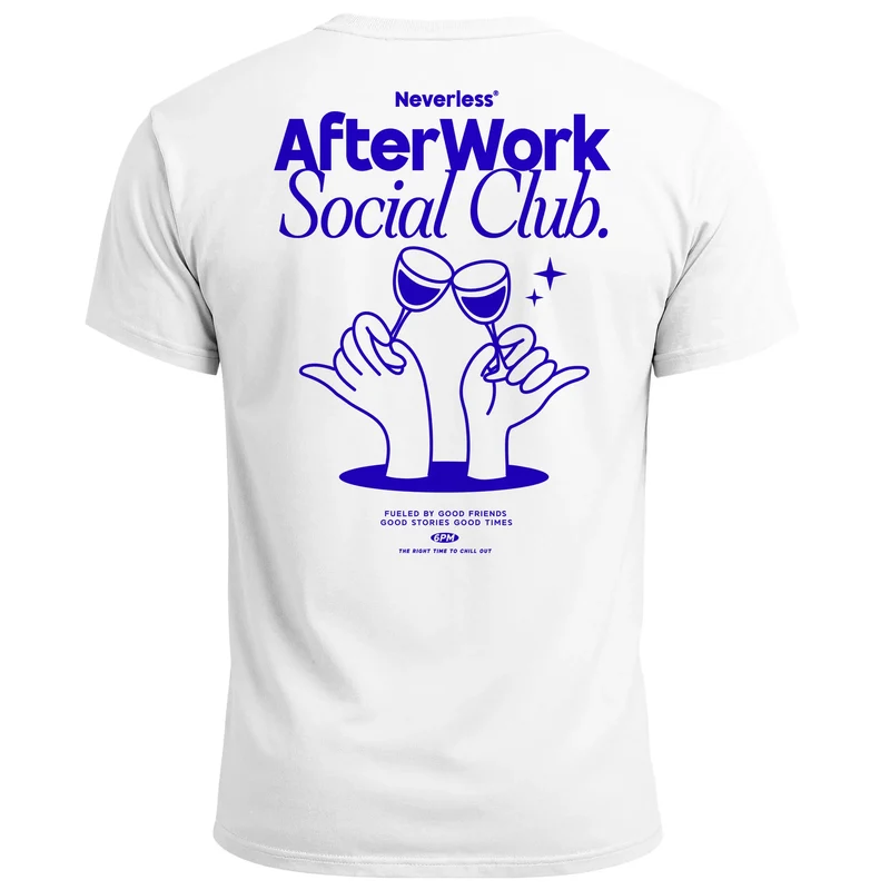 Backprint TShirt Herren Printshirt Baumwolle Aufdruck After Work Social Club Fashion Grafikshirt Fashion Streetstyle