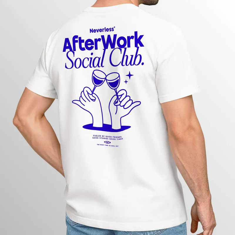 Backprint TShirt Herren Printshirt Baumwolle Aufdruck After Work Social Club Fashion Grafikshirt Fashion Streetstyle