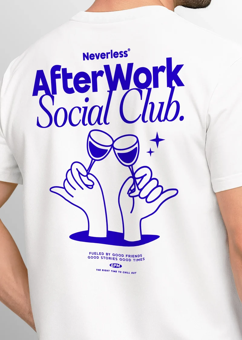 Backprint TShirt Herren Printshirt Baumwolle Aufdruck After Work Social Club Fashion Grafikshirt Fashion Streetstyle