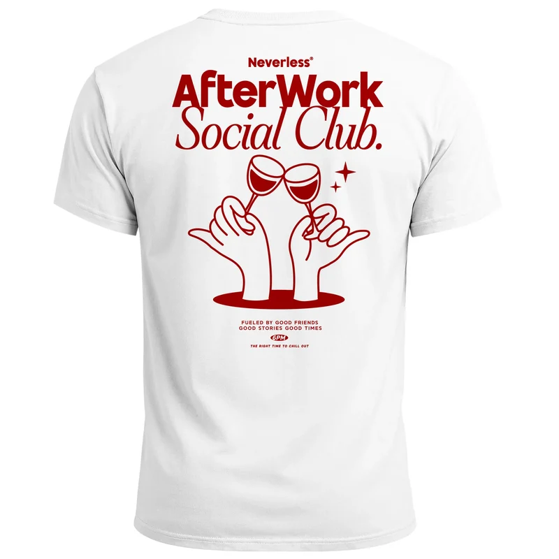 Backprint TShirt Herren Printshirt Baumwolle Aufdruck After Work Social Club Fashion Grafikshirt Fashion Streetstyle