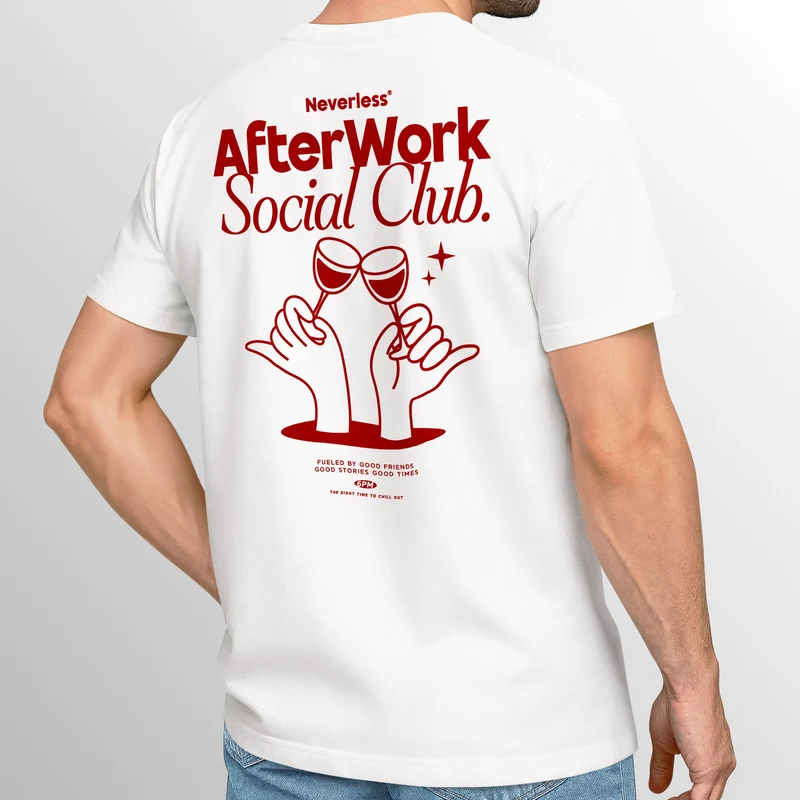 Backprint TShirt Herren Printshirt Baumwolle Aufdruck After Work Social Club Fashion Grafikshirt Fashion Streetstyle