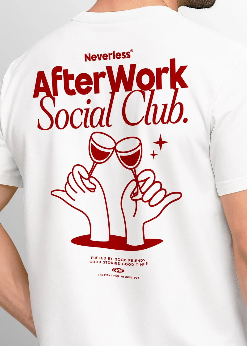 Backprint TShirt Herren Printshirt Baumwolle Aufdruck After Work Social Club Fashion Grafikshirt Fashion Streetstyle