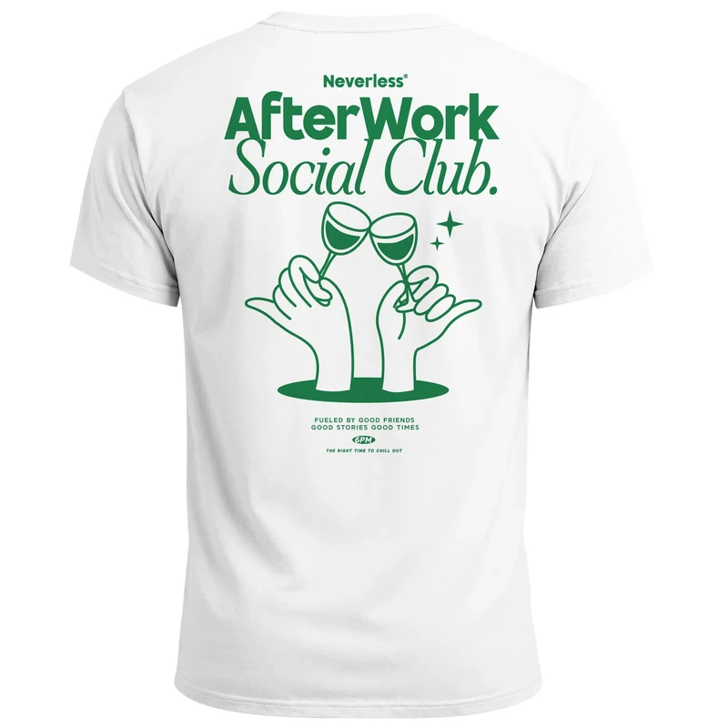 Backprint TShirt Herren Printshirt Baumwolle Aufdruck After Work Social Club Fashion Grafikshirt Fashion Streetstyle