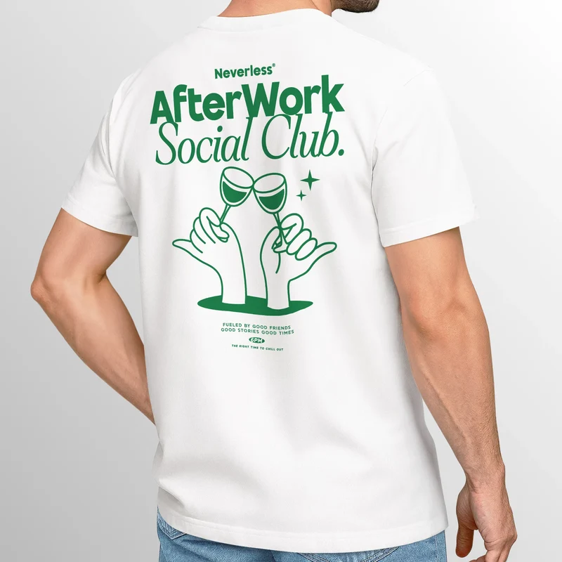 Backprint TShirt Herren Printshirt Baumwolle Aufdruck After Work Social Club Fashion Grafikshirt Fashion Streetstyle