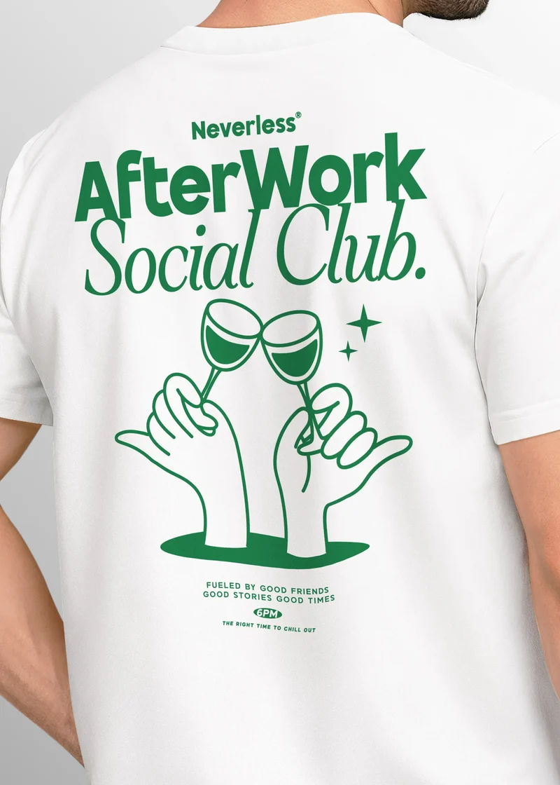 Backprint TShirt Herren Printshirt Baumwolle Aufdruck After Work Social Club Fashion Grafikshirt Fashion Streetstyle
