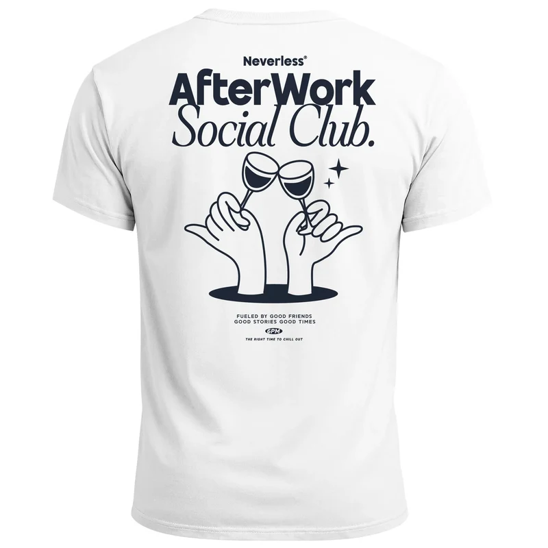 Backprint TShirt Herren Printshirt Baumwolle Aufdruck After Work Social Club Fashion Grafikshirt Fashion Streetstyle