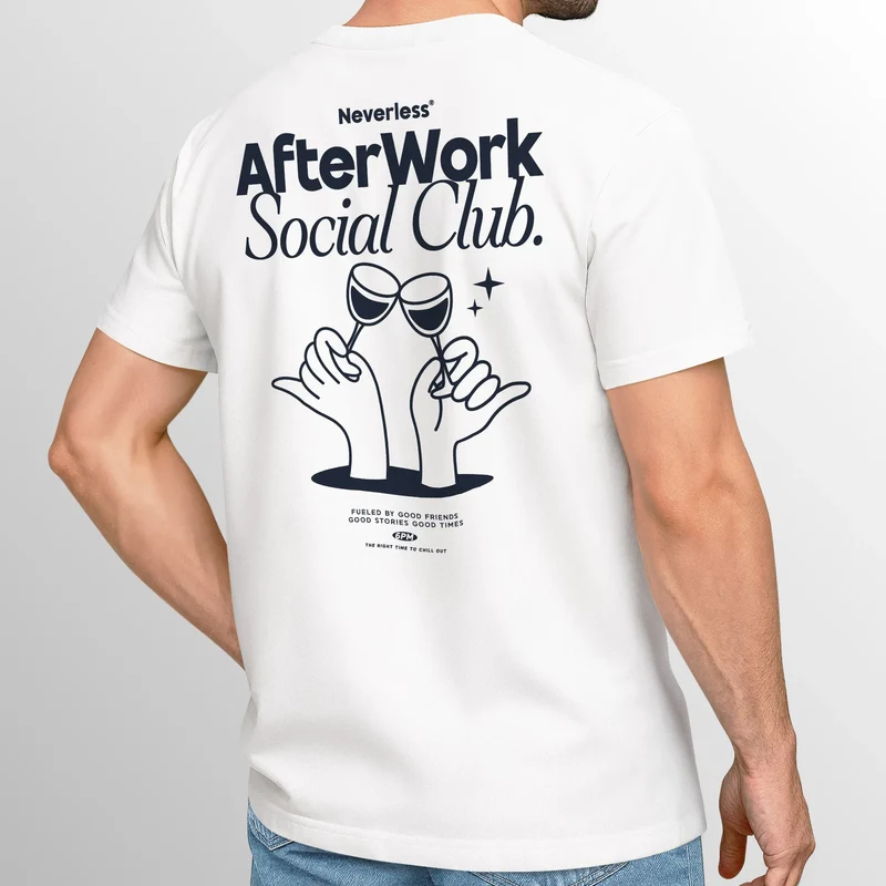 Backprint TShirt Herren Printshirt Baumwolle Aufdruck After Work Social Club Fashion Grafikshirt Fashion Streetstyle