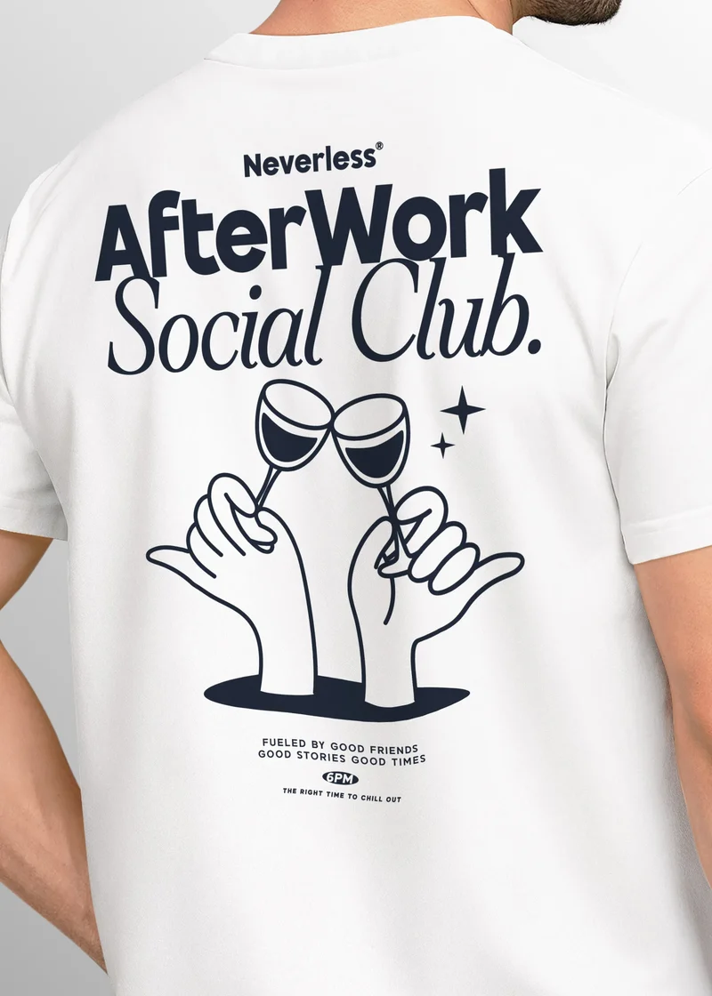 Backprint TShirt Herren Printshirt Baumwolle Aufdruck After Work Social Club Fashion Grafikshirt Fashion Streetstyle