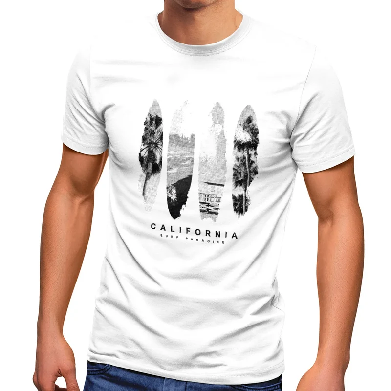 Herren T-Shirt Surfboard California Surfing Kalifornien Fashion Streetstyle