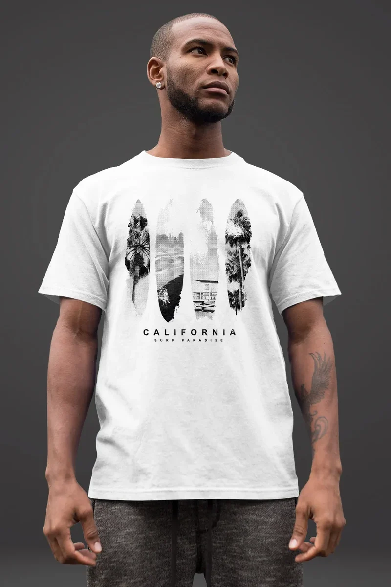 Herren T-Shirt Surfboard California Surfing Kalifornien Fashion Streetstyle