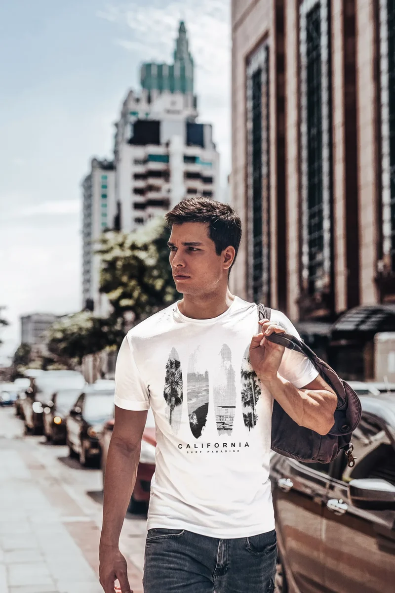 Herren T-Shirt Surfboard California Surfing Kalifornien Fashion Streetstyle