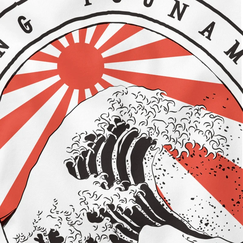 Herren T-Shirt Surfing Tsunami Great Wave Japan Vintage Retro Fashion Streetstyle