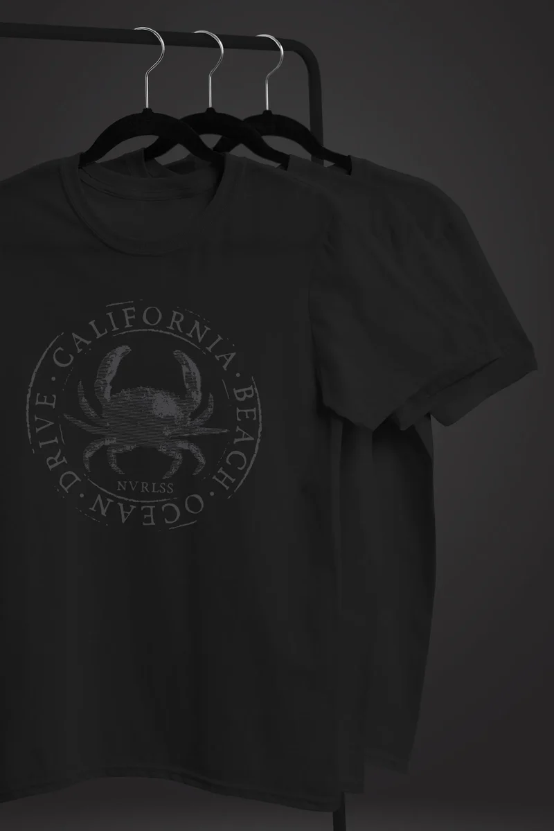 Herren T-Shirt California Beach Crab Krabbe Krebs Ocean Drive Sommer Fashion Streetstyle