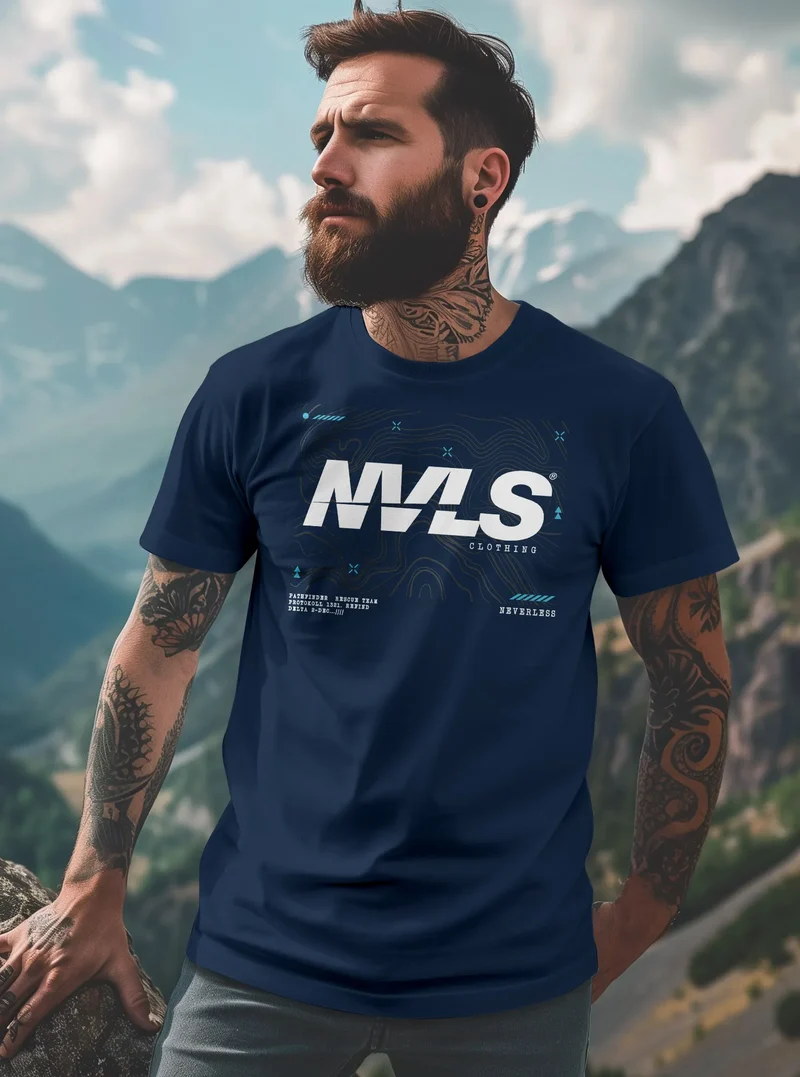 Herren T-Shirt Aufdruck Grafik Ptrintshirt Topografie Adventure Explore Fashion Streetstyle
