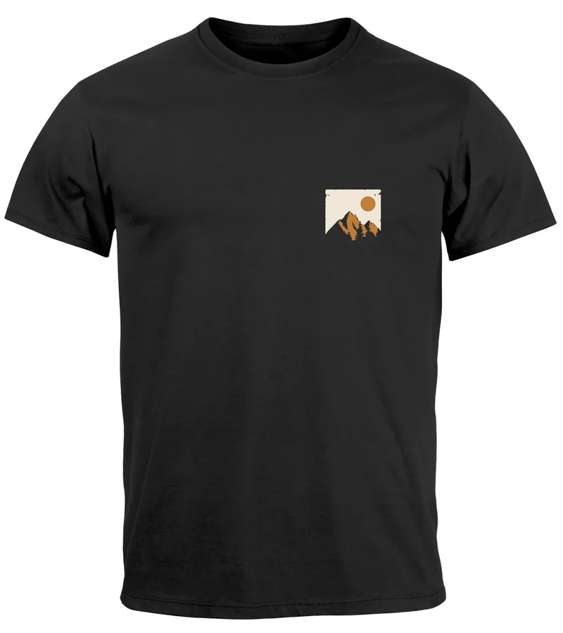 Herren T-Shirt Outdoor Adventure Printshirt Brustlogo Natur Berge Wandern Fashion Streetstyle