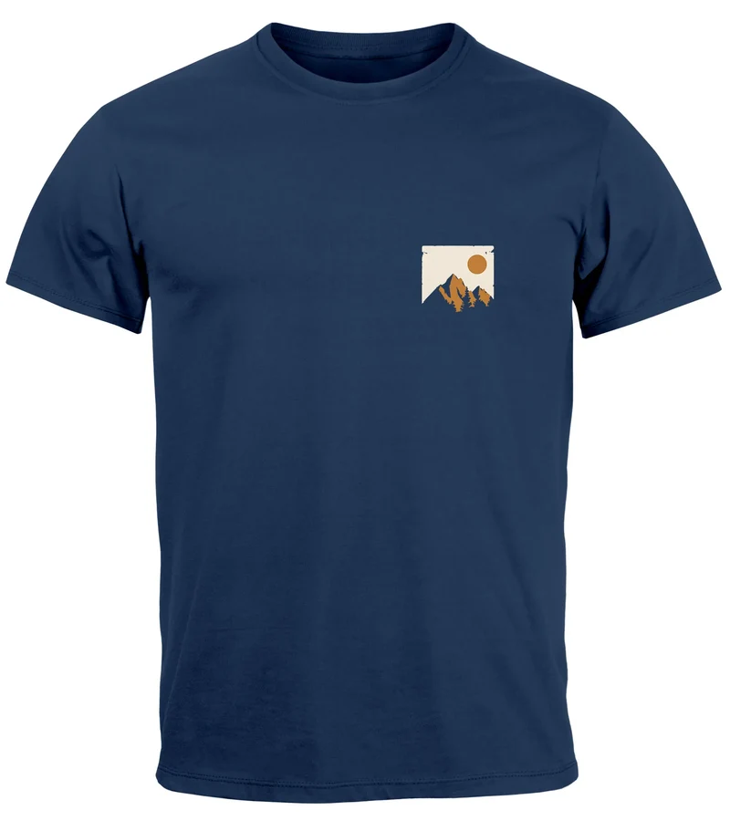 Herren T-Shirt Outdoor Adventure Printshirt Brustlogo Natur Berge Wandern Fashion Streetstyle