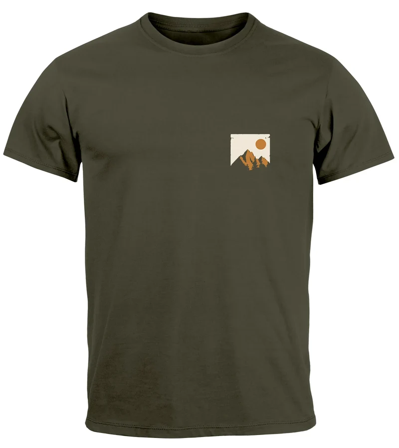 Herren T-Shirt Outdoor Adventure Printshirt Brustlogo Natur Berge Wandern Fashion Streetstyle