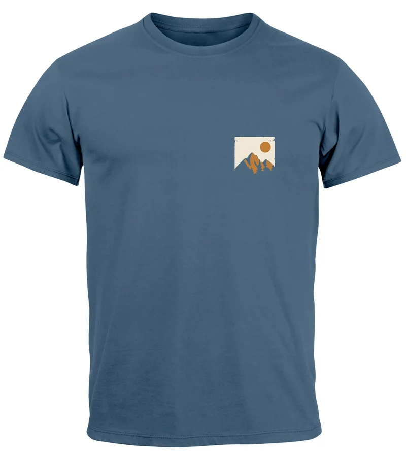Herren T-Shirt Outdoor Adventure Printshirt Brustlogo Natur Berge Wandern Fashion Streetstyle