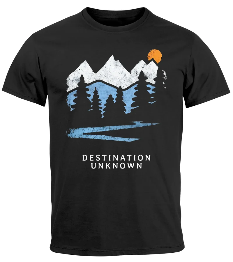 Herren T-Shirt Prinstshirt Berge Wandern Adventure Outdoor Minimalistischer Frontprint Retro Fashion Streetstyle