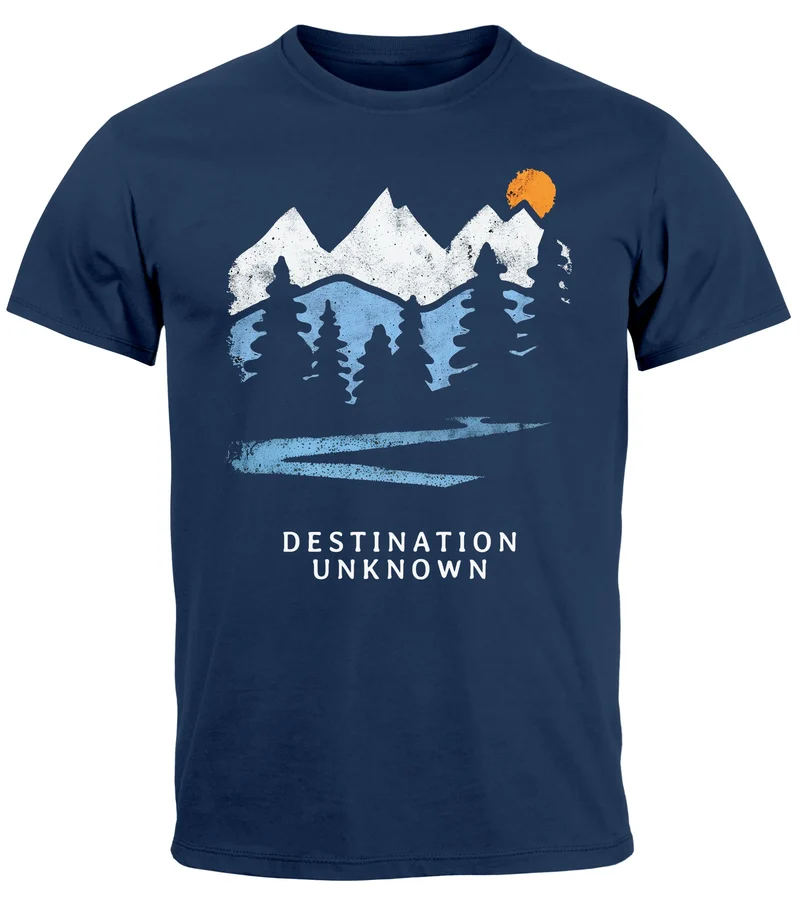 Herren T-Shirt Prinstshirt Berge Wandern Adventure Outdoor Minimalistischer Frontprint Retro Fashion Streetstyle