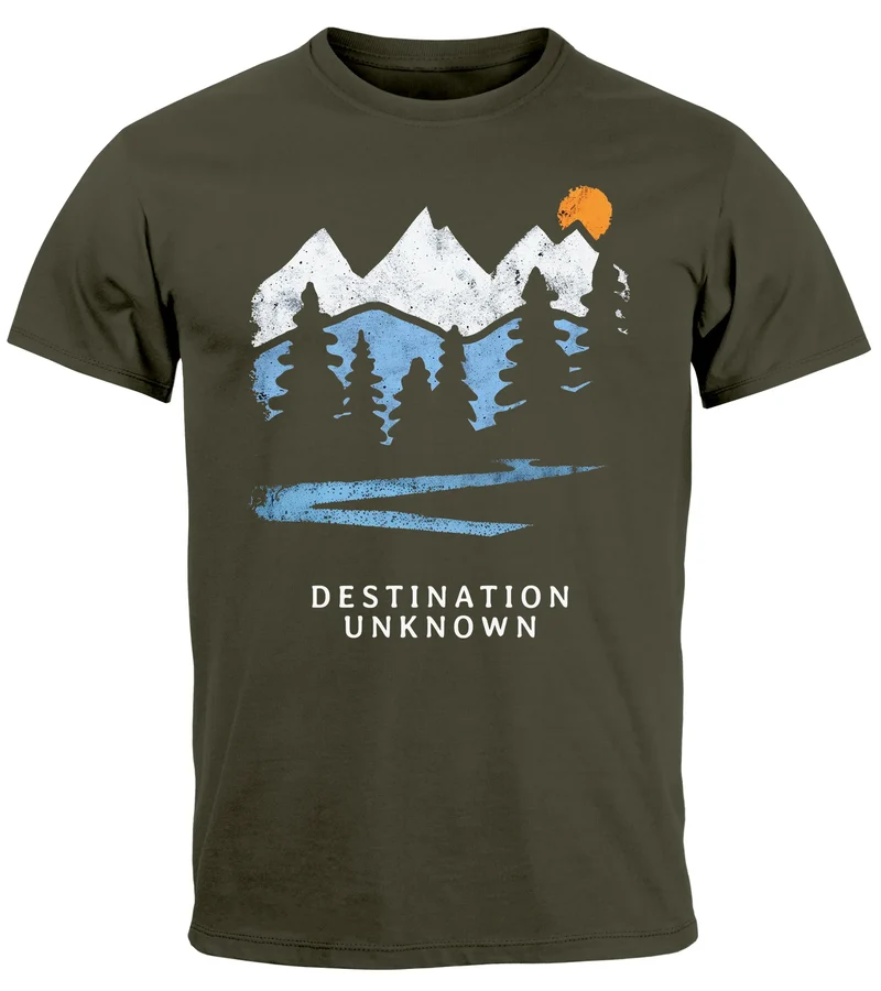 Herren T-Shirt Prinstshirt Berge Wandern Adventure Outdoor Minimalistischer Frontprint Retro Fashion Streetstyle