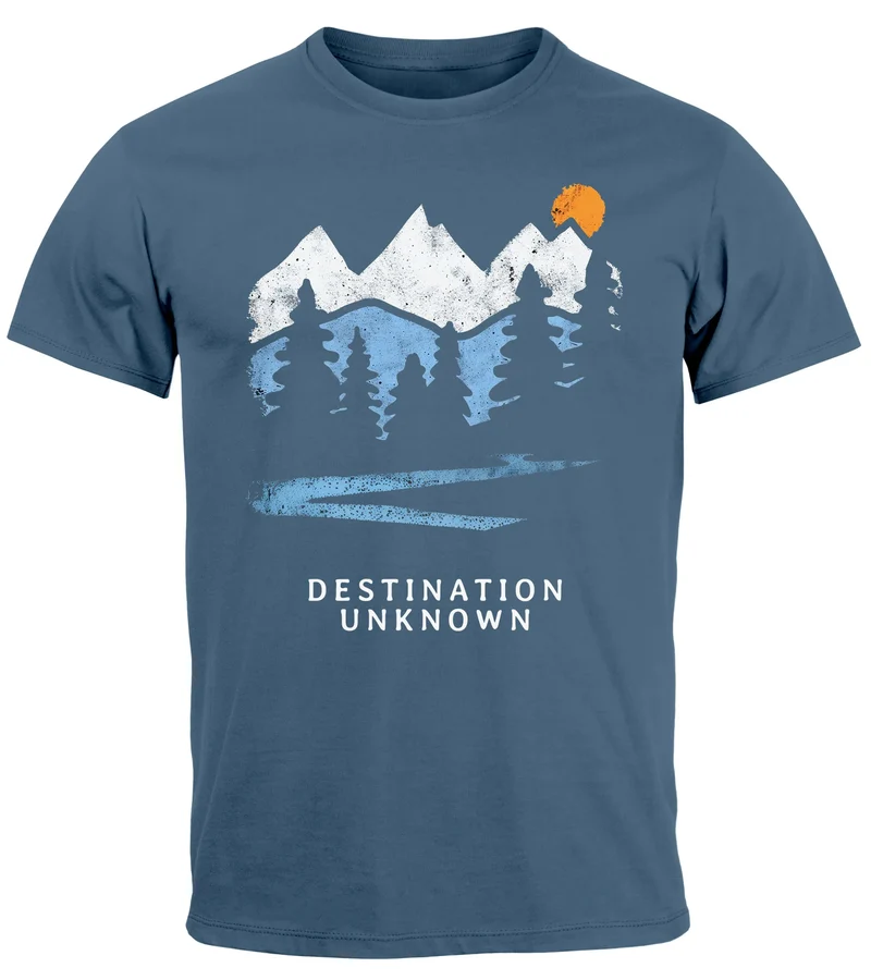 Herren T-Shirt Prinstshirt Berge Wandern Adventure Outdoor Minimalistischer Frontprint Retro Fashion Streetstyle