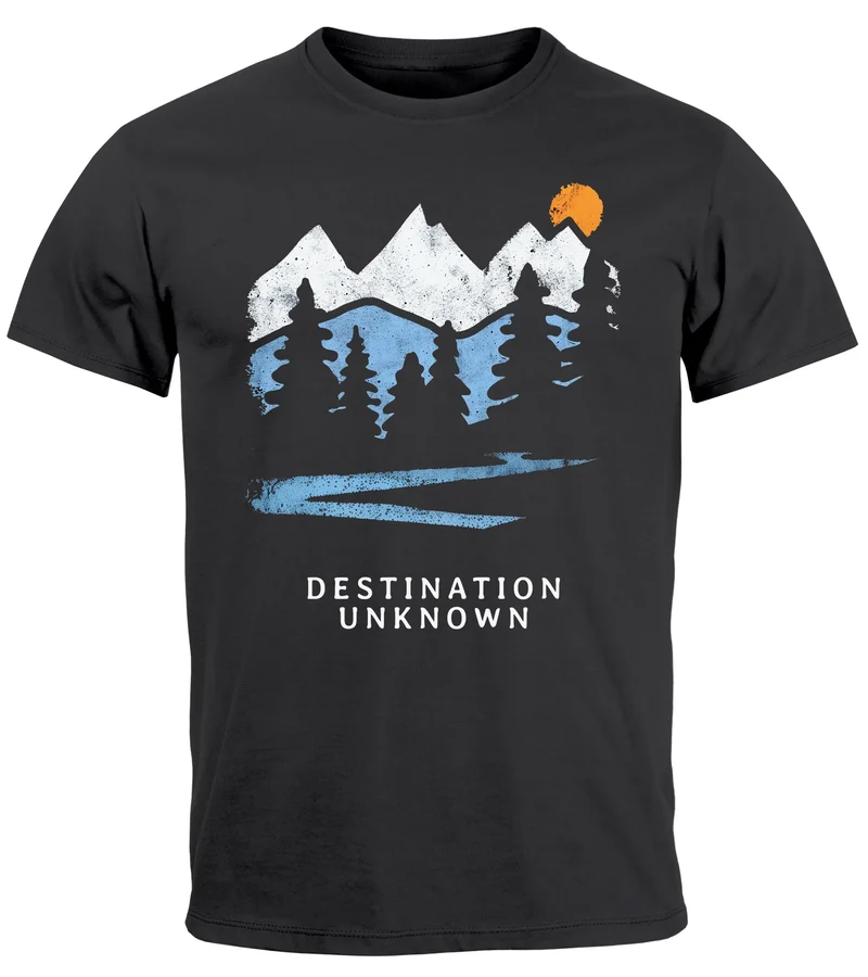 Herren T-Shirt Prinstshirt Berge Wandern Adventure Outdoor Minimalistischer Frontprint Retro Fashion Streetstyle