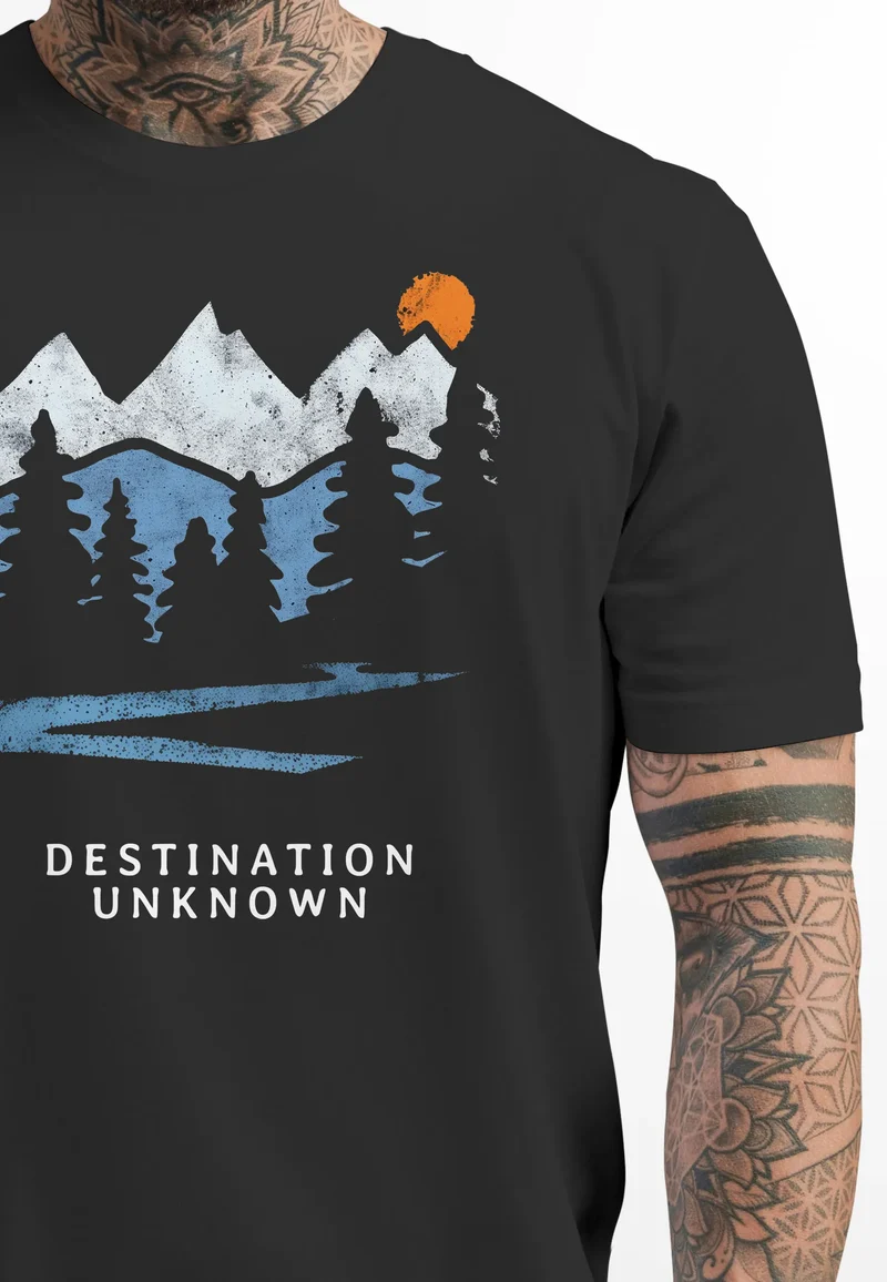 Herren T-Shirt Prinstshirt Berge Wandern Adventure Outdoor Minimalistischer Frontprint Retro Fashion Streetstyle
