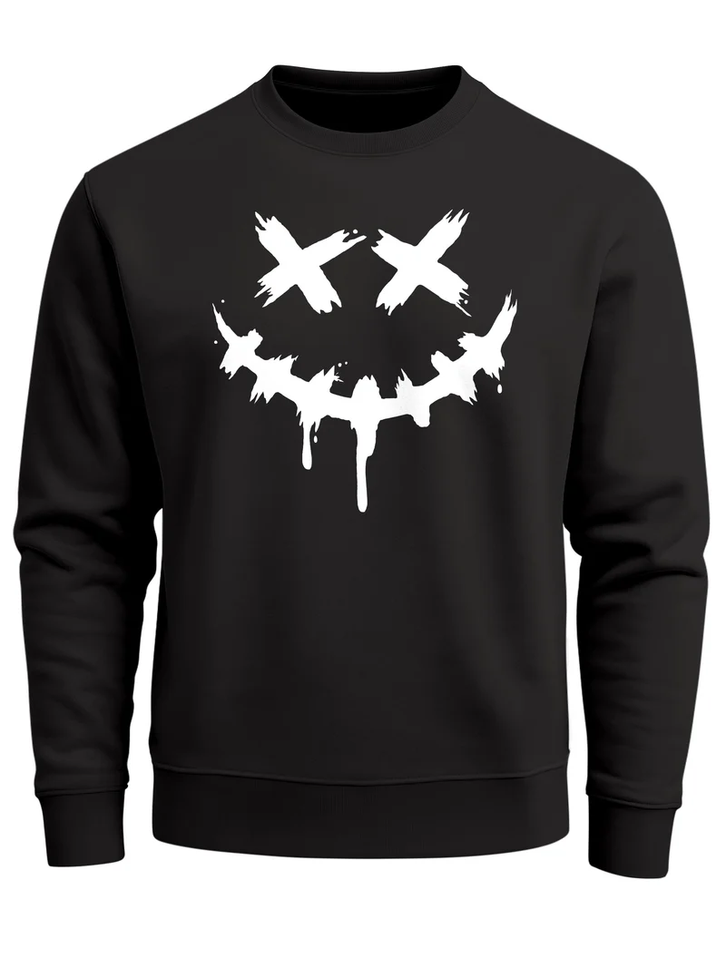 Sweatshirt Herren Drip Face Techwear Fashion Streetstyle Smiling Face Smile Trend Rundhals-Pullover Fashion
