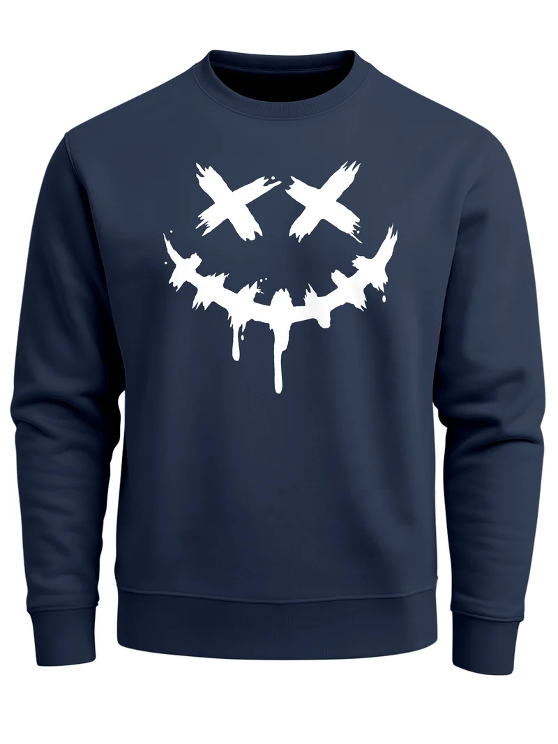 Sweatshirt Herren Drip Face Techwear Fashion Streetstyle Smiling Face Smile Trend Rundhals-Pullover Fashion