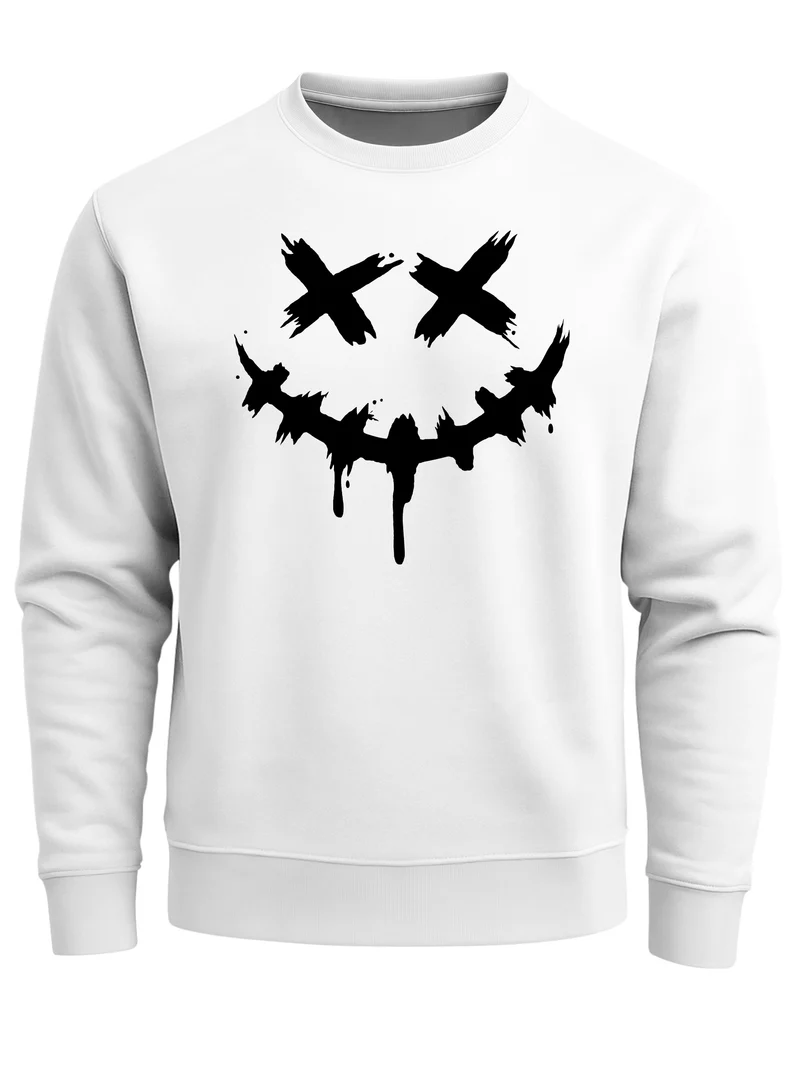 Sweatshirt Herren Drip Face Techwear Fashion Streetstyle Smiling Face Smile Trend Rundhals-Pullover Fashion