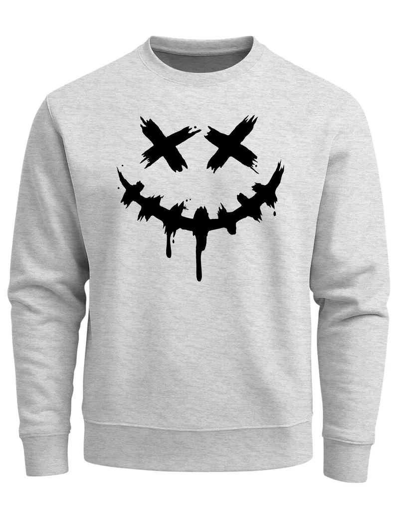 Sweatshirt Herren Drip Face Techwear Fashion Streetstyle Smiling Face Smile Trend Rundhals-Pullover Fashion