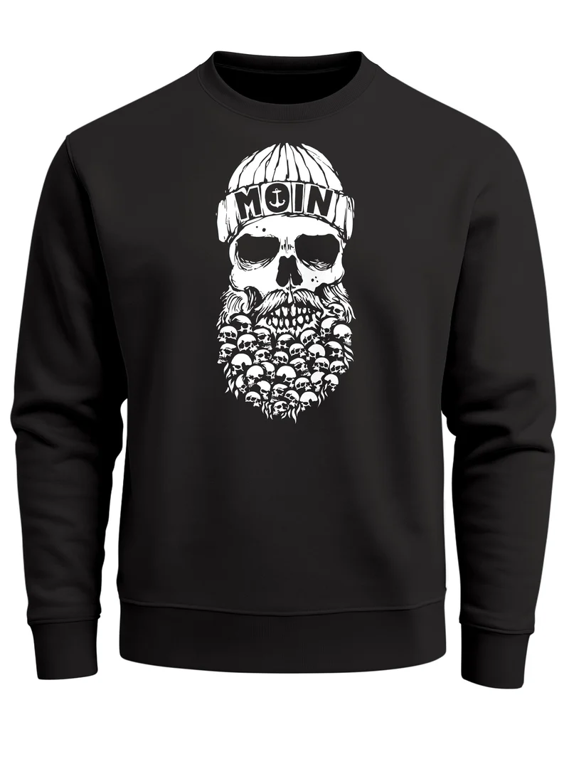 Sweatshirt Herren Totenkopf Nordisch Moin Hamburg Dialekt Skull Anker Fashion Rundhals-Pullover Fashion Streetwear