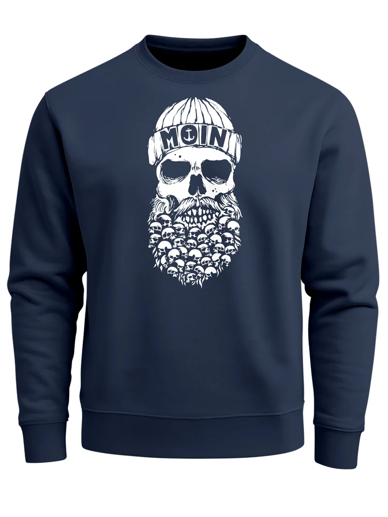 Sweatshirt Herren Totenkopf Nordisch Moin Hamburg Dialekt Skull Anker Fashion Rundhals-Pullover Fashion Streetwear