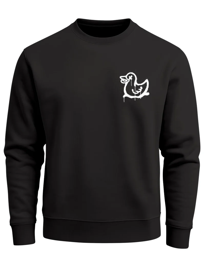 Sweatshirt Herren rint Aufdruck Motiv Ente Graffity Rundhals-Pullover Fashion Streetwear