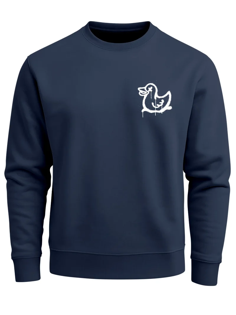 Sweatshirt Herren rint Aufdruck Motiv Ente Graffity Rundhals-Pullover Fashion Streetwear