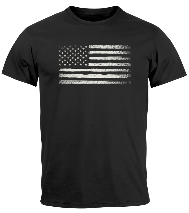 Herren T-Shirt USA Flagge Print Retro Style Männer Fashion Streetstyle