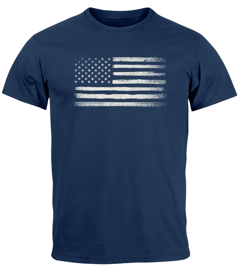 Herren T-Shirt USA Flagge Print Retro Style Männer Fashion Streetstyle