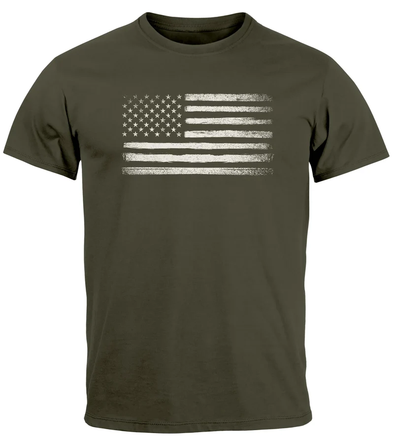 Herren T-Shirt USA Flagge Print Retro Style Männer Fashion Streetstyle