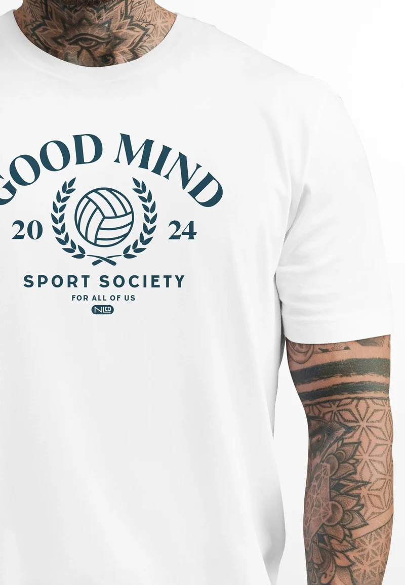 Herren T-Shirt Sport Volleyball Grafik Good Mind Sport Society Fashion Retro Streetstyle