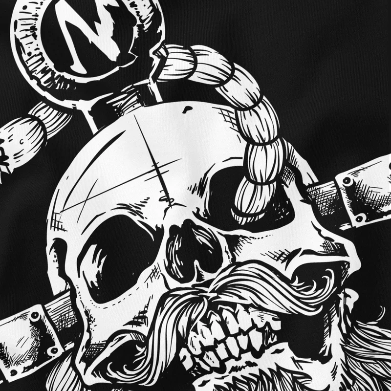 Herren T-Shirt Anker Skull Beard Totenkopf mit Bart Tau Seemann Fashion Streetstyle