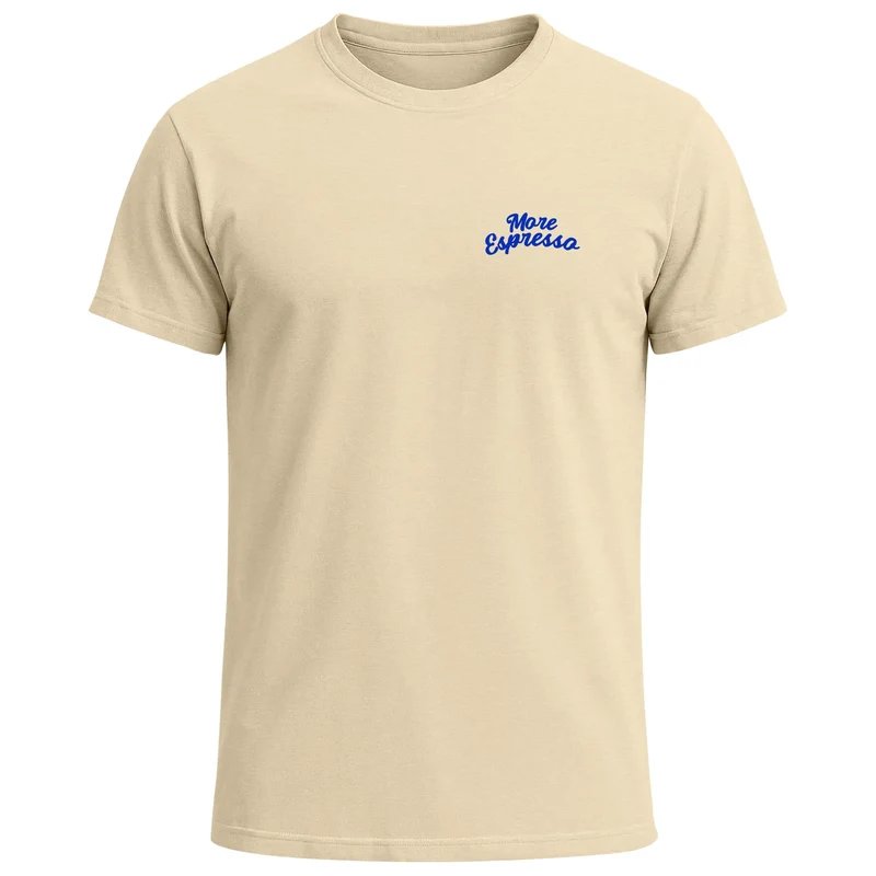 Herren T-Shirt Backprint More Espresso Kaffeeliebhaber Grafikshirt Sommer Männer Fashion Streetstyle Baumwolle