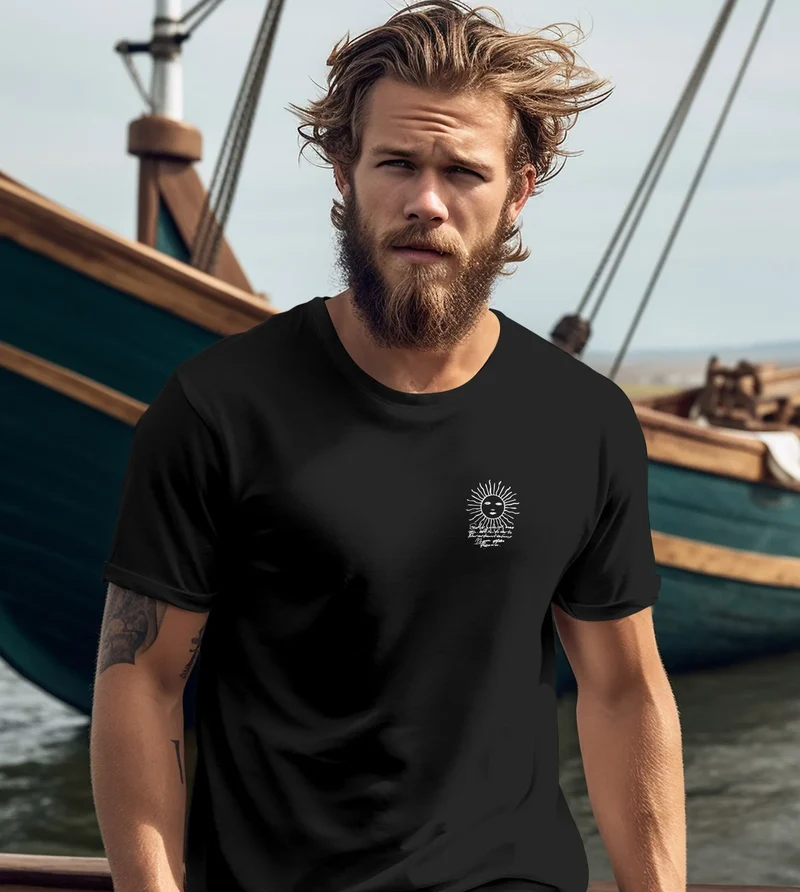 Herren T-Shirt Backprint Maritim Kompass Segeln Sommer Fashion Streetstyle