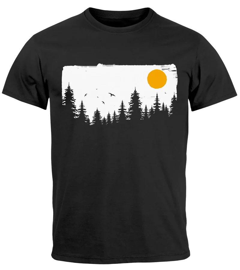 Herren T-Shirt Wald Bäume Outdoor Adventure Abenteuer Natur-Liebhaber Fashion Streetstyle