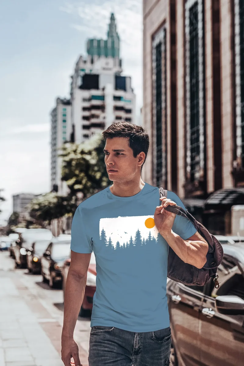 Herren T-Shirt Wald Bäume Outdoor Adventure Abenteuer Natur-Liebhaber Fashion Streetstyle