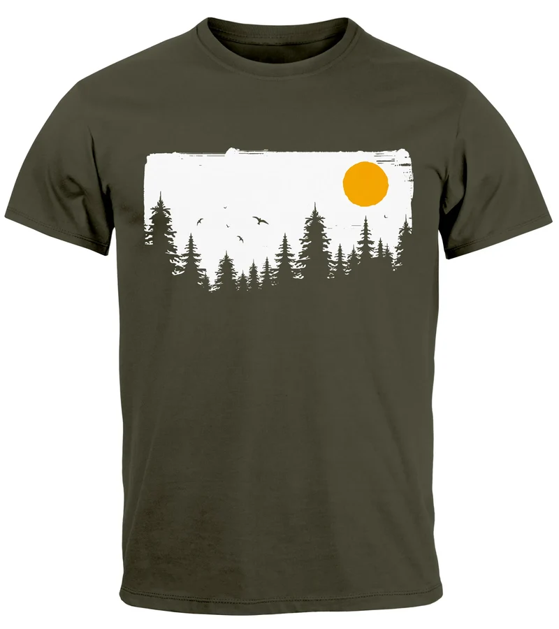Herren T-Shirt Wald Bäume Outdoor Adventure Abenteuer Natur-Liebhaber Fashion Streetstyle
