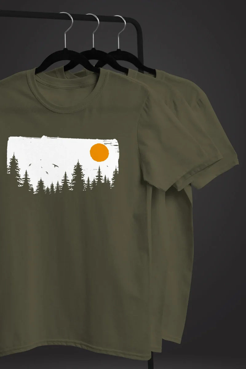 Herren T-Shirt Wald Bäume Outdoor Adventure Abenteuer Natur-Liebhaber Fashion Streetstyle