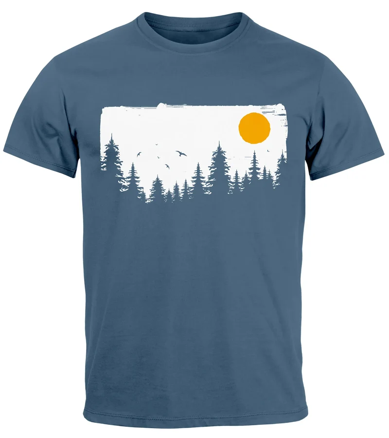 Herren T-Shirt Wald Bäume Outdoor Adventure Abenteuer Natur-Liebhaber Fashion Streetstyle