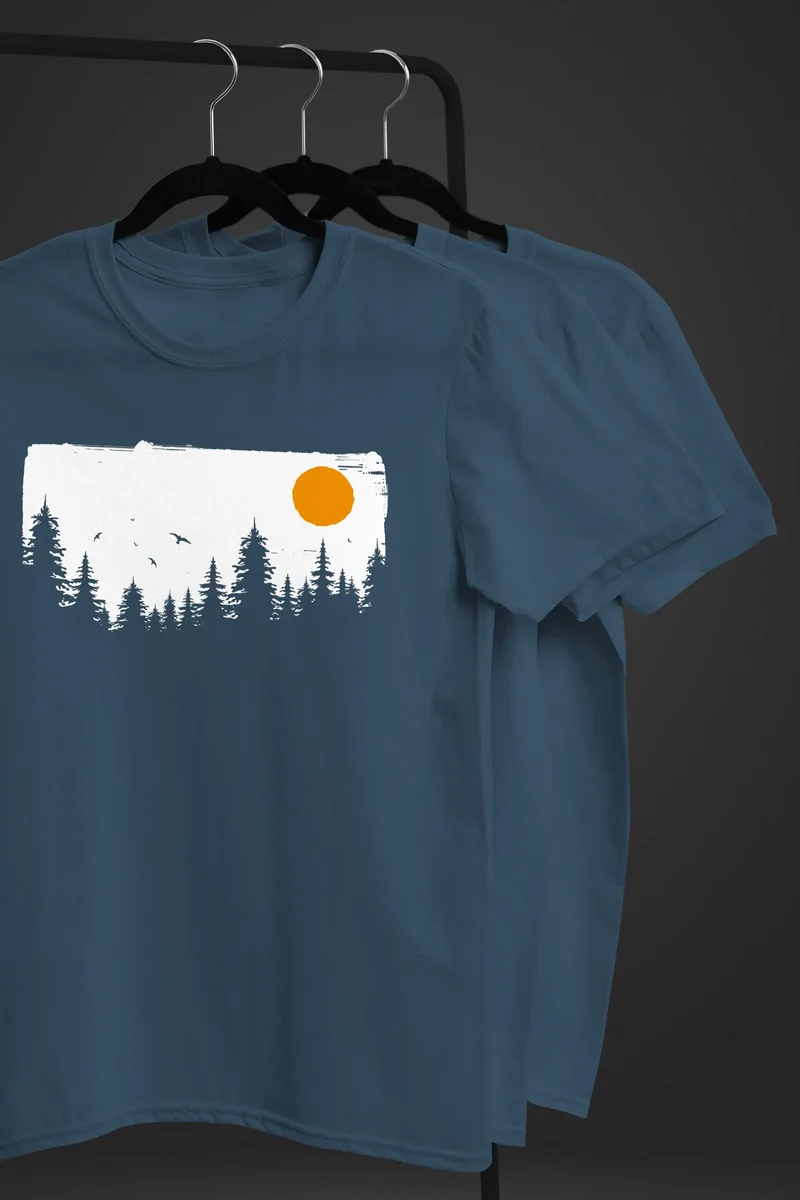 Herren T-Shirt Wald Bäume Outdoor Adventure Abenteuer Natur-Liebhaber Fashion Streetstyle