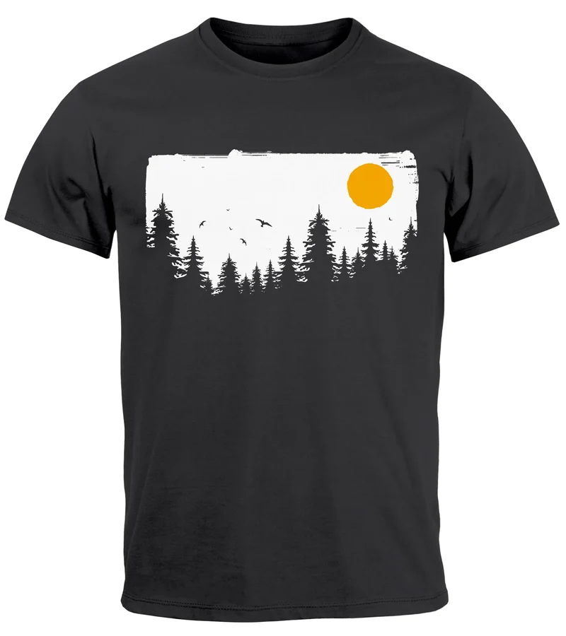 Herren T-Shirt Wald Bäume Outdoor Adventure Abenteuer Natur-Liebhaber Fashion Streetstyle